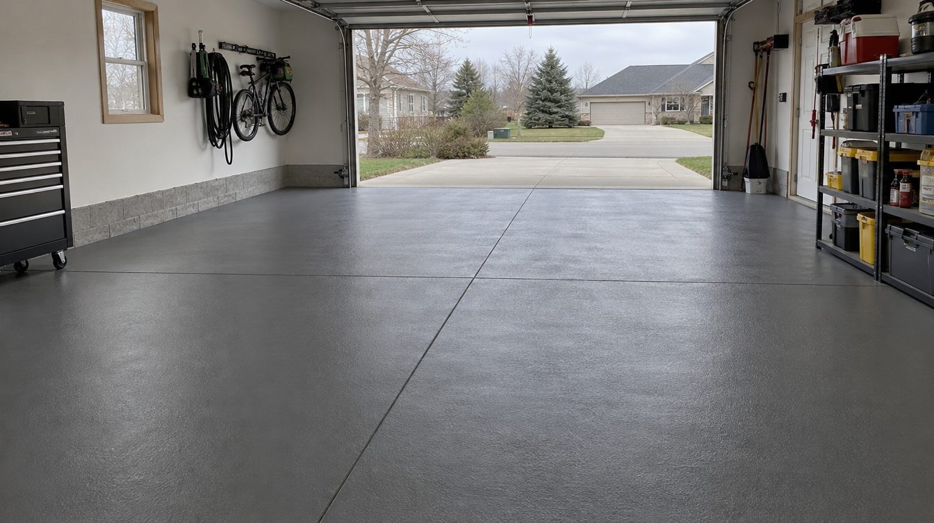 Charcoal coated garage floor