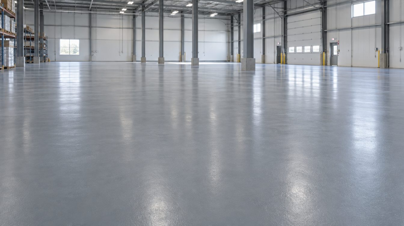 Open industrial concrete floor