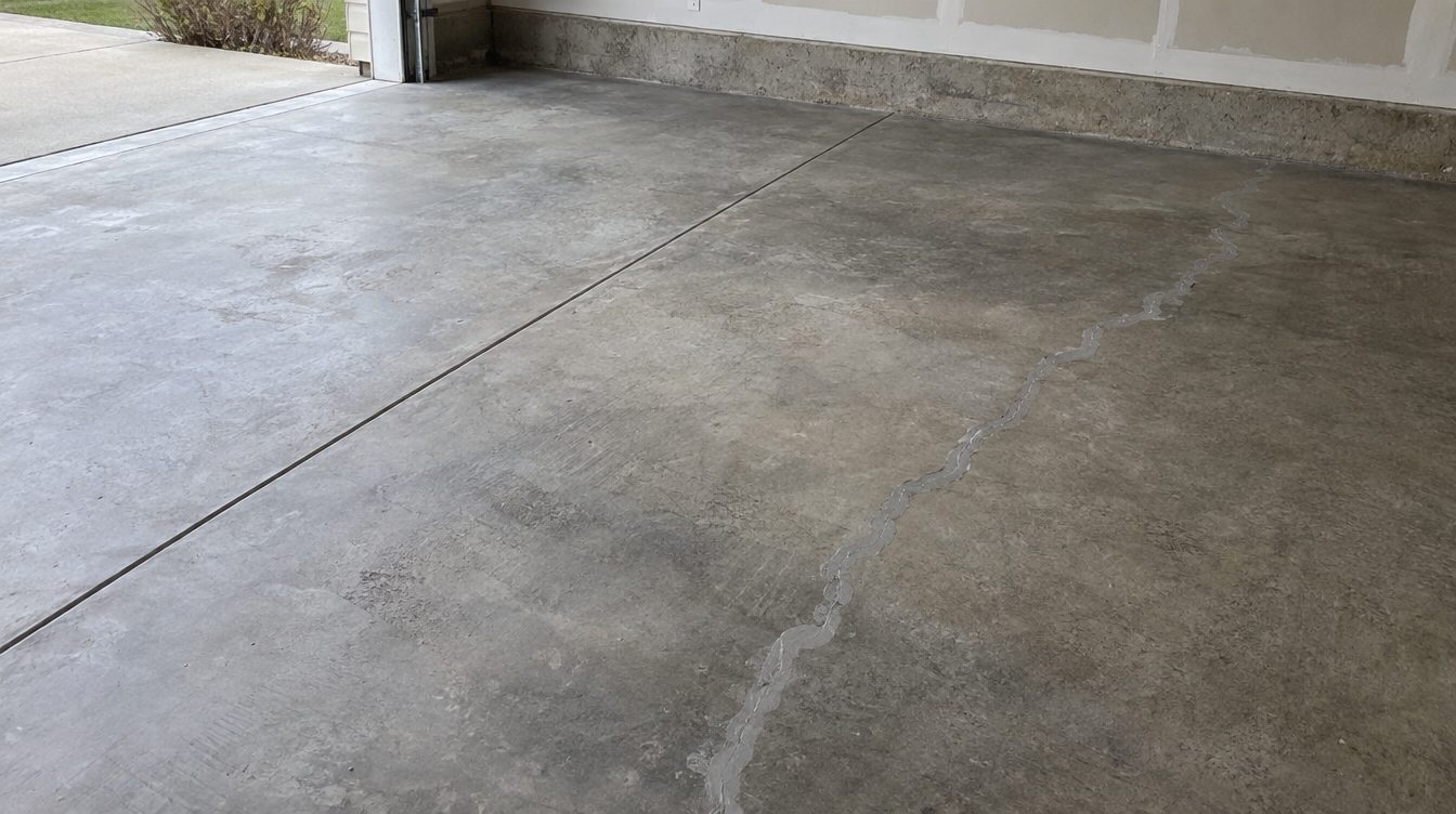 Filled crack in a concrete slab